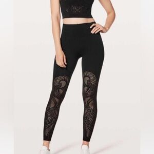 Lululemon X Soul Reveal Tight Lattice Paisley Black Lace Leggings Yoga Pilates 8